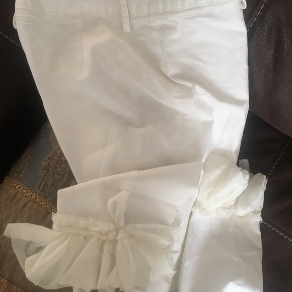 One of a kind white jeans trimmed in lace... - Picture 3 of 7